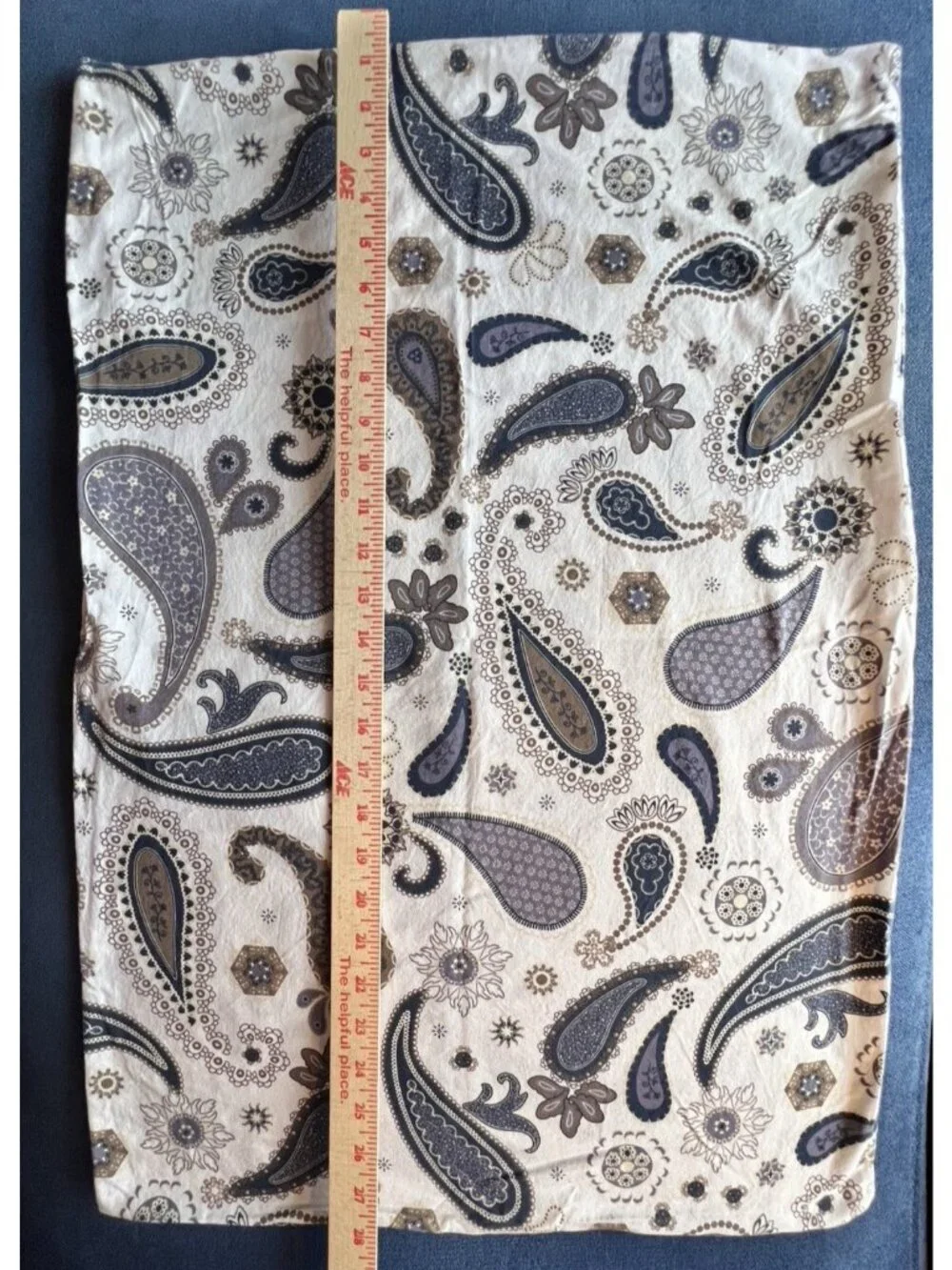 Pair IKEA SOTBLOMSTER Pillowcases BLUE TAN BROWN PAISLEY MEDALLION 100% Cotton